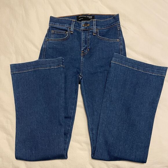 Veronica Beard Carson High Rise Ankle Kick Flare Jeans in Bright Blue Size 24 - Picture 6 of 10